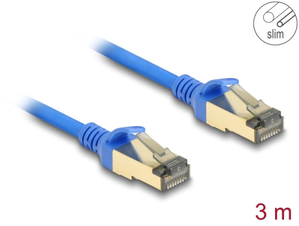 DeLOCK RJ45 Netzwerkkabel Cat.8.1 F/FTP Slim 3 m blau (80335)