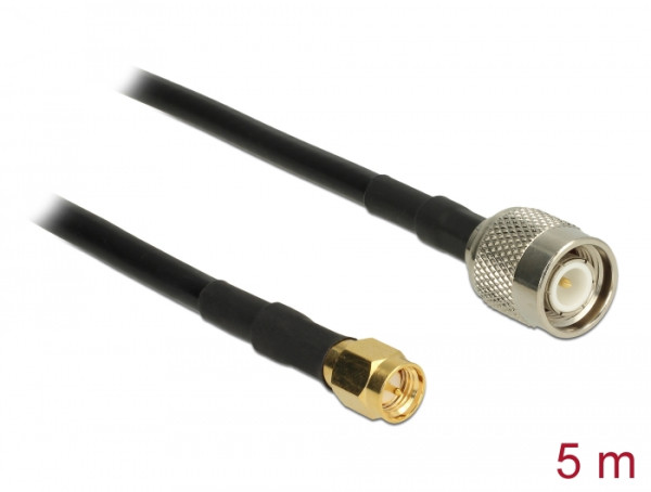 DeLOCK 89505 Koaxialkabel CFD200 5 m TNC SMA Schwarz (89505)