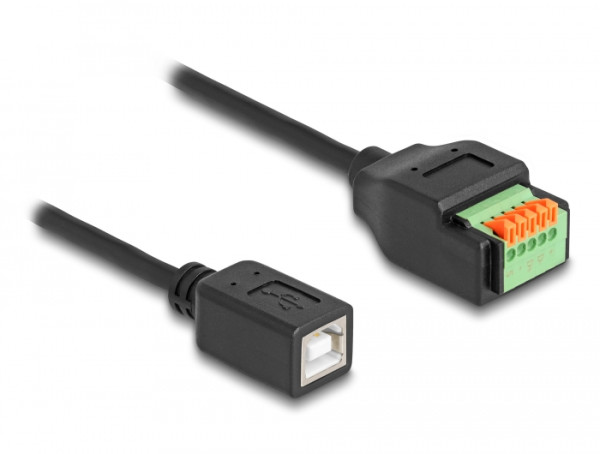 DeLOCK USB 2.0 Kabel Typ-B Buchse zu Terminalblock Adapter mit Drucktaster 15 cm (66250)