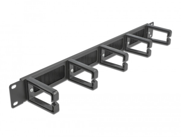 DeLOCK 19″ Kabelmanagement Bürstenleiste mit 5 Bügeln 1 HE schwarz (66490)