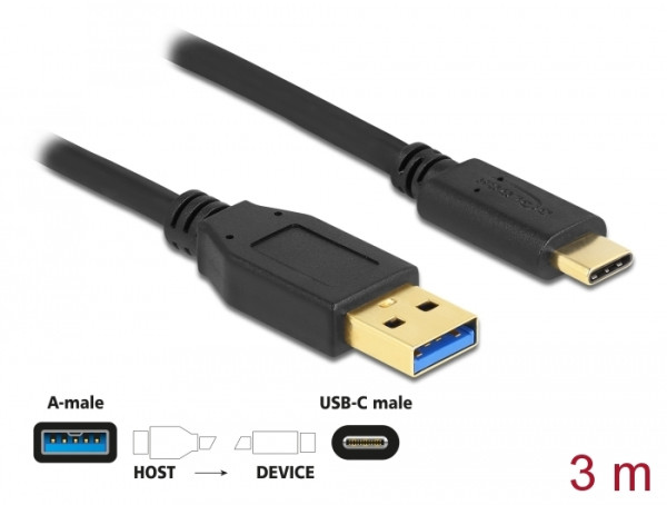 DeLOCK SuperSpeed USB USB 3.2 Gen 2 Kabel Typ-A zu USB Type-C 3 m (84006)