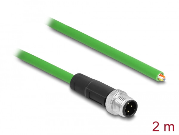 DeLOCK Netzwerkkabel M12 4 Pin D-kodiert zu offenen Kabelenden TPU 2 m (87849)