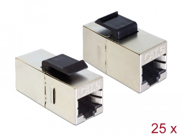 DeLOCK Keystone Modul RJ45 Buchse > RJ45 Buchse Cat.6 kompakt 25 Stück (86626)
