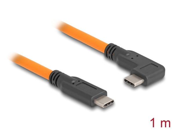 DeLOCK USB 5 Gbps Kabel USB Type-C Stecker zu USB Type-C Stecker 90° gewinkelt für Tethered Shooting 1 m orange (87961)
