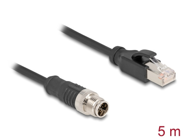 DeLOCK M12 Kabel X-kodiert 8 Pin Stecker zu RJ45 Stecker PVC 5 m (80868)