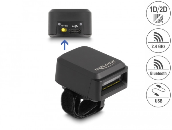 DeLOCK Ringbarcode Scanner 1D und 2D mit 2,4 GHz oder Bluetooth (90607)
