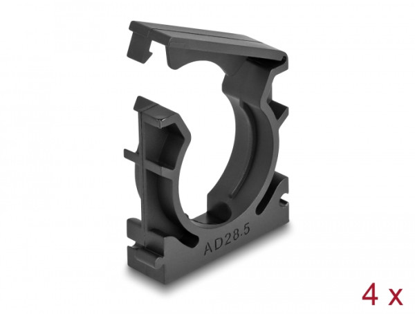 DeLOCK Kabelschlauchhalter mit Verschlussclip 28,5 mm 4 Stück schwarz (60487)