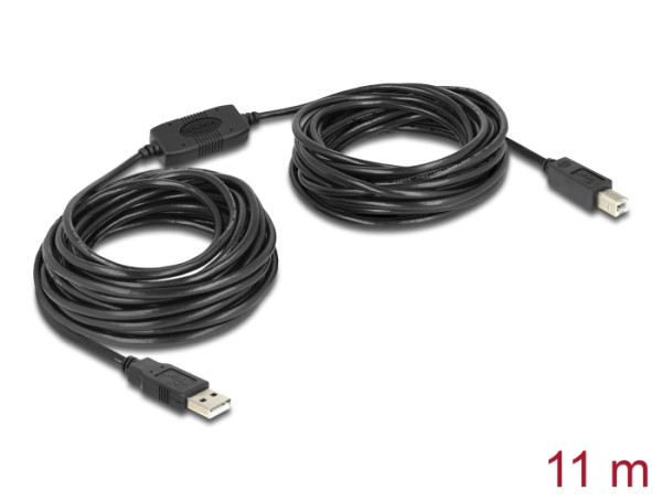 DeLOCK 11m, USB2.0-A - USB2.0-B USB Kabel USB A USB B Schwarz (82915)