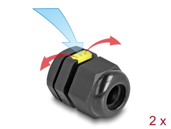 DeLOCK Kabelverschraubung M16 mit Belüftung IP68 staub- und wasserdicht schwarz 2 Stück (60615)