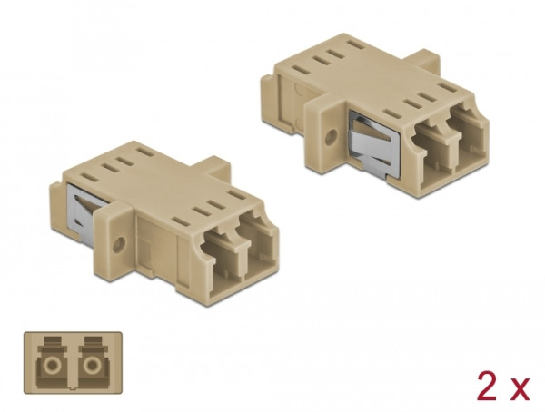 DeLOCK LWL Kupplung LC Duplex Buchse zu LC Duplex Buchse Multimode 2 Stück beige (86535)