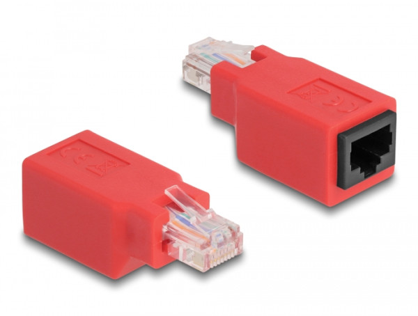 DeLOCK RJ45 Crossover Adapter male - female RJ45 M/F Rot (65025)