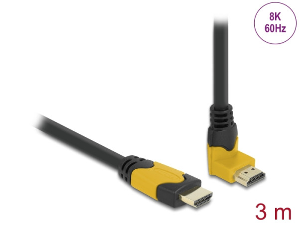 DeLOCK High Speed HDMI Kabel Stecker gerade zu Stecker 90° oben gewinkelt 48 Gbps 8K 60 Hz 3 m (86990)