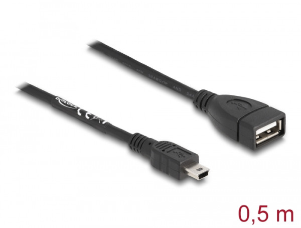 DeLOCK 82905 USB Kabel USB 2.0 0,5 m USB A Mini-USB B Schwarz (82905)