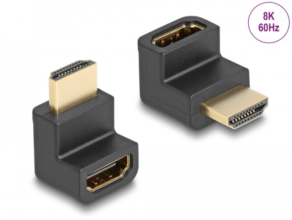 DeLOCK High Speed HDMI with Ethernet Adapter Stecker zu Buchse gewinkelt 8K 60 Hz schwarz (66458)