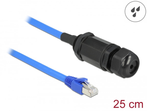DeLOCK Kabel RJ45 Stecker zu RJ45 Buchse Cat.6 wasserdicht mit Kabelverschraubung (66808)