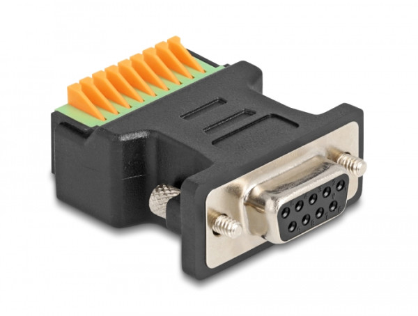 DeLOCK D-Sub 9 Buchse zu Terminalblock Adapter mit Drucktaster (66559)