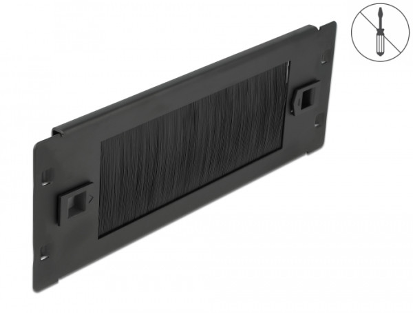 DeLOCK 10″ Kabelmanagement Bürstenleiste werkzeugfrei 2 HE schwarz (66345)
