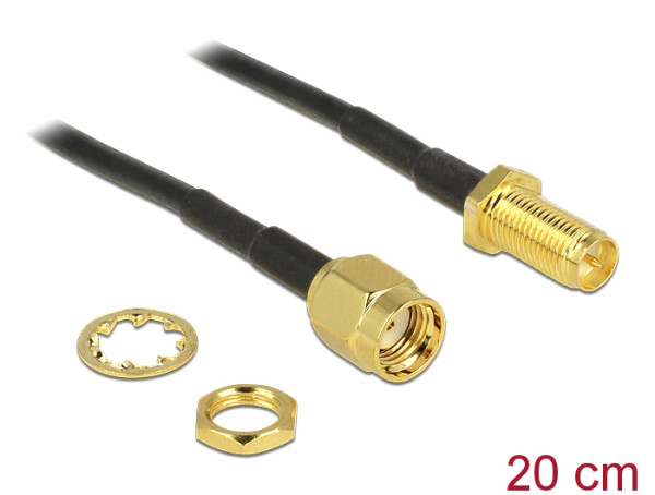DeLOCK 88876 Koaxialkabel 0,2 m RP-SMA Schwarz (88876)