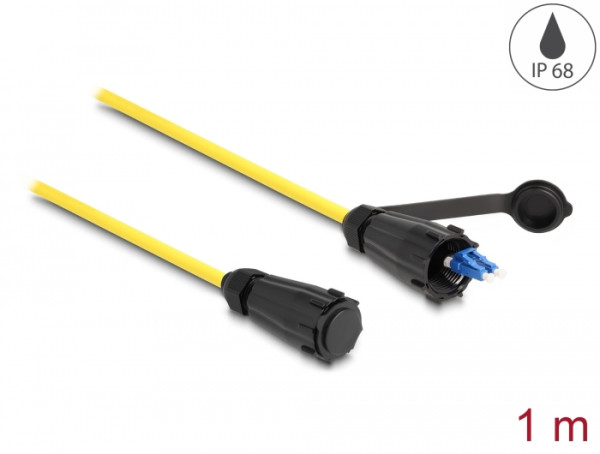 DeLOCK LWL Kabel LC Duplex zu LC Duplex mit Verschlusskappe Singlemode IP68 staub- und wasserdicht 1 m (87887)