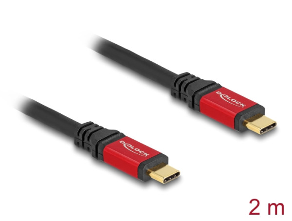 DeLOCK USB 5 Gbps Kabel USB Type-C Stecker zu Stecker PD 3.0 100 W E-Marker 2 m rot Metall (80091)