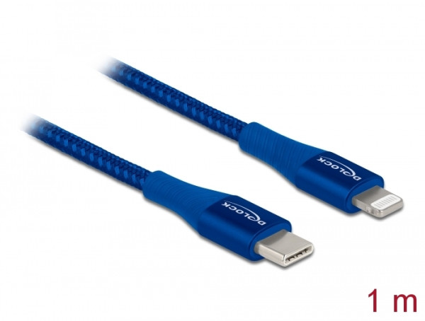 DeLOCK Daten- und Ladekabel USB Type-C zu Lightning für iPhone, iPad und iPod blau 1 m MFi (85416)