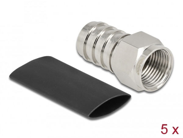 DeLOCK F Stecker zum Crimpen RG-59 mit passendem Schrumpfschlauch (90032)