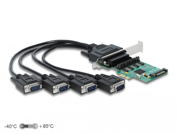 DeLOCK PCI Express x1 Karte zu 4 x Seriell RS-232 mit Spannungsversorgung (89938)