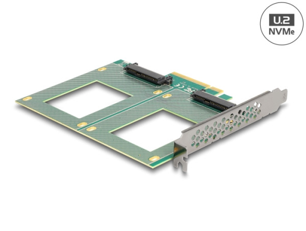DeLOCK PCI Express 4.0 x8 Karte zu 2 x intern U.2 NVMe SFF-8639 - Bifurcation LxB: 144 x 122 mm (90162)