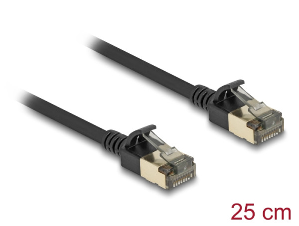 DeLOCK RJ45 Netzwerkkabel Cat.8.1 F/FTP Slim Pro 0,25 m schwarz (80337)