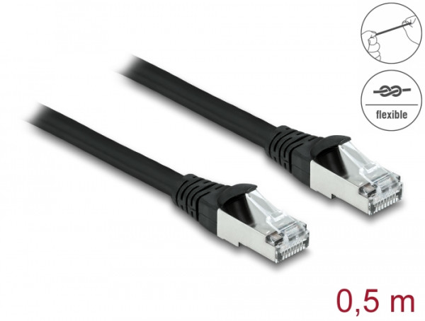 DeLOCK RJ45 Netzwerkkabel Cat.6A S/FTP PUR Outdoor 0,5 m schwarz (80133)
