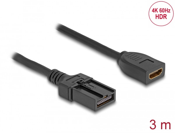 DeLOCK HDMI Automotive Kabel HDMI-A Buchse auf HDMI-E Stecker 3 m 4K 60 Hz (87905)