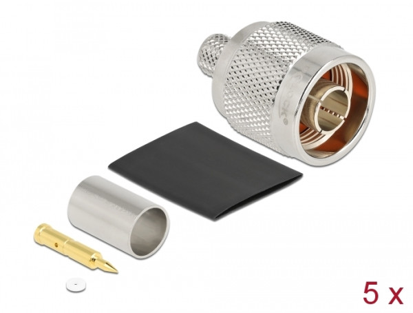 DeLOCK N Stecker zum Crimpen LMR 300 mit passendem Schrumpfschlauch (90021)