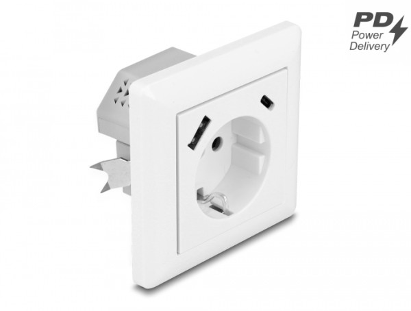 DeLOCK Einbausteckdose mit 2 USB Ladeports, 1 x USB Typ-A und 1 x USB Type-C mit PD 3.0, 18 W (11499)