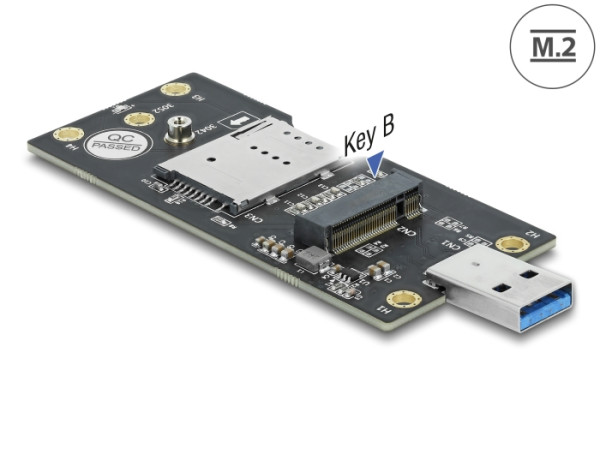 DeLOCK USB 3.0 Konverter Typ-A Stecker zu M.2 Key B mit SIM Slot (63166)