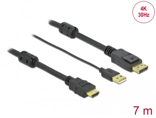DeLOCK HDMI zu DisplayPort Kabel 4K 30 Hz 7 m (85967)