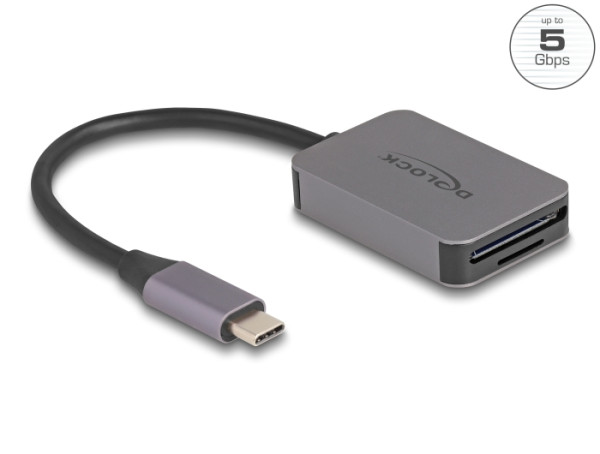 DeLOCK USB Type-C Card Reader im Aluminium Gehäuse für SD oder Micro SD Speicherkarten (91009)