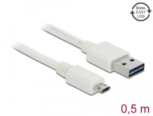 DeLOCK 84806 USB Kabel USB 2.0 0,5 m USB A Micro-USB B Weiß (84806)