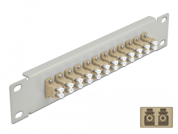 DeLOCK 10″ LWL Patchpanel 12 Port LC Duplex beige 1 HE grau (66788)