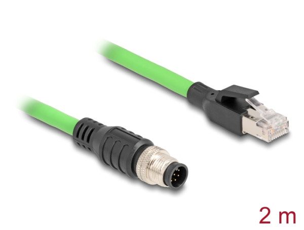 DeLOCK M12 Kabel A-kodiert 8 Pin Stecker zu RJ45 Stecker PUR TPU 2 m (80422)