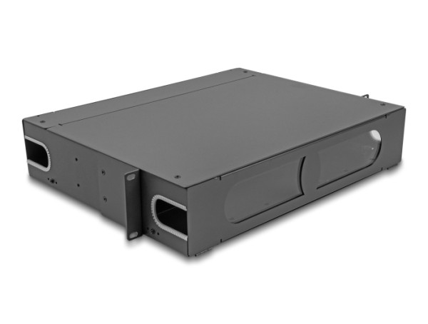 DeLOCK 19″ LWL Patchpanel mit Sichtfenster unbestückt 2 HE dunkelgrau (66752)