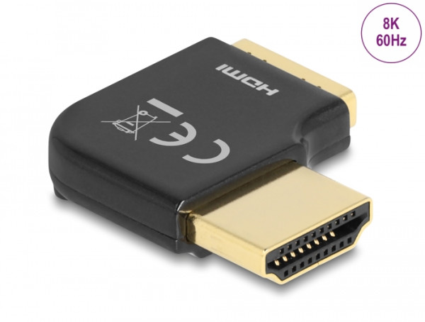 DeLOCK HDMI Adapter Stecker zu Buchse 90° rechts gewinkelt 8K 60 Hz Metall (60015)