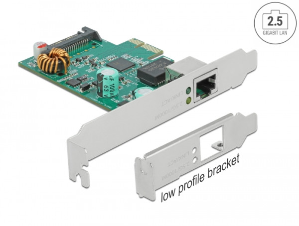 DeLOCK PCI Express x1 Karte 1 x RJ45 2,5 Gigabit LAN PoE+ RTL8125 (89139)