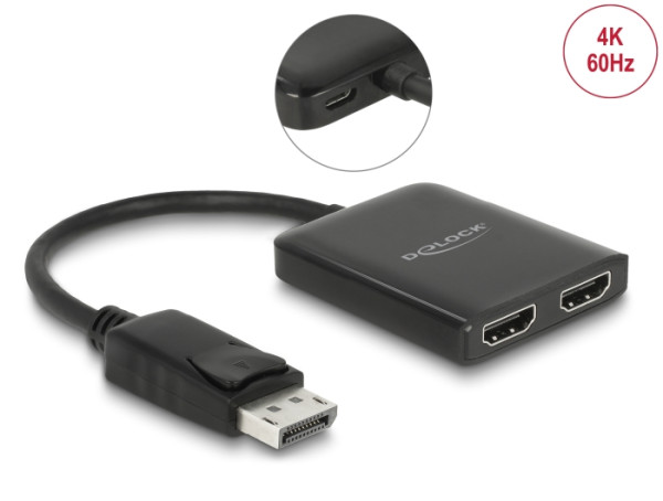 DeLOCK DisplayPort 1.4 Splitter 1 x DisplayPort zu 2 x HDMI MST (87769)