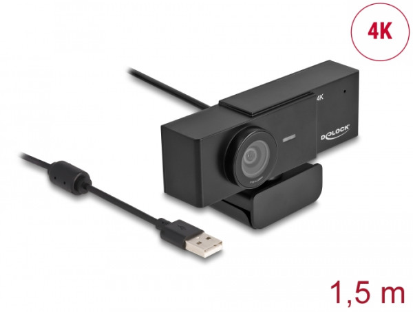 DeLOCK USB UHD Webcam mit Mikrofon 4K 30 Hz 110° Blickwinkel und Stativ (96400)