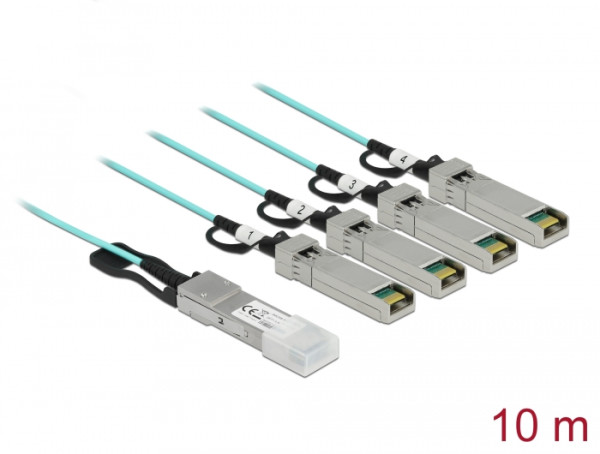 DeLOCK Aktives Optisches Kabel QSFP+ zu 4 x SFP+ 10 m (84073)
