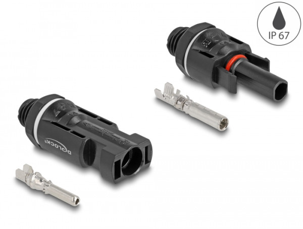 DeLOCK DL4 Solar Konnektoren zum Crimpen, Stecker und Buchse, schwarz 2 Stück (60028)
