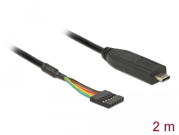 DeLOCK 63947 Serien-Kabel Schwarz 2 m USB 2.0 Type-C 6 pin pin header pitch: 2.54 mm (63947)