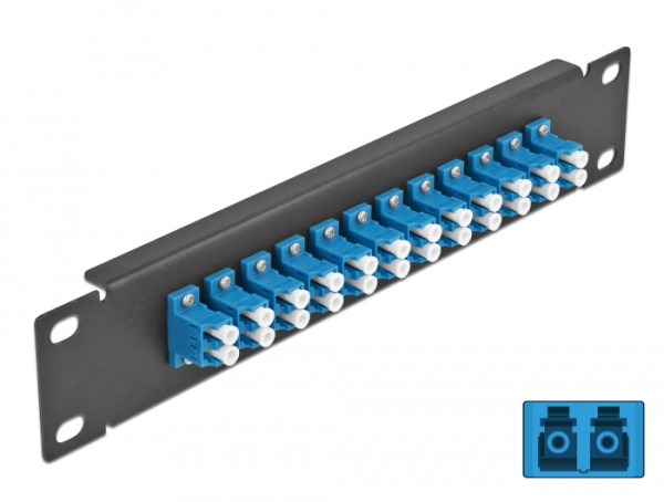 DeLOCK 10″ LWL Patchpanel 12 Port LC Duplex blau 1 HE schwarz (66765)