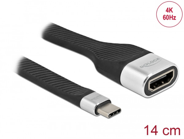 DeLOCK FPC Flachbandkabel USB Type-C zu HDMI DP Alt Mode 4K 60 Hz 14 cm (86933)