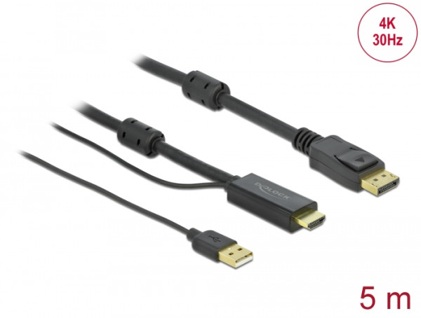 DeLOCK HDMI zu DisplayPort Kabel 4K 30 Hz 5 m (85966)